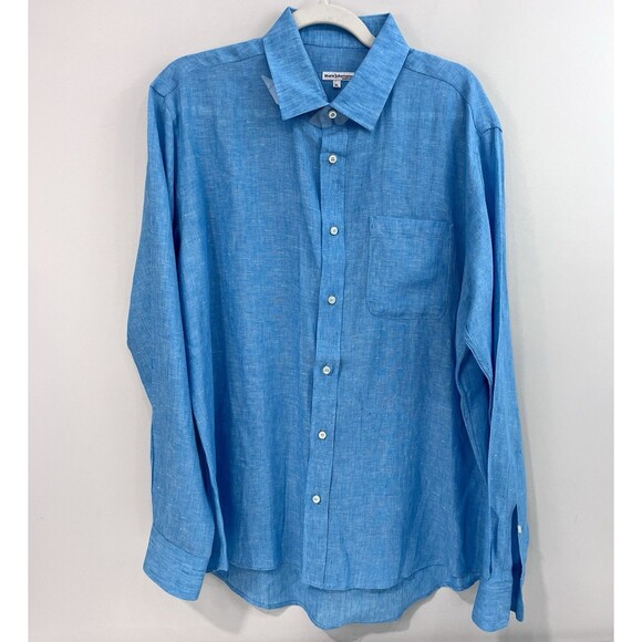 Other - MARIO ROMANO Made In Italy MEN'S BLUE Turquoise LINEN DRESS SHIRT Extra Large XL